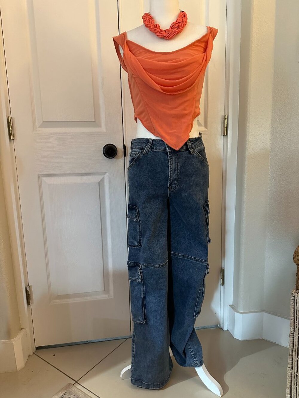 Fire and Rain Wide Leg Denim Cargo Jeans - Size 9
